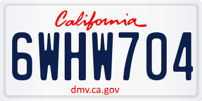 CA license plate 6WHW704