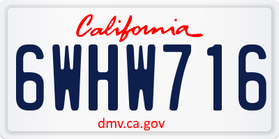 CA license plate 6WHW716