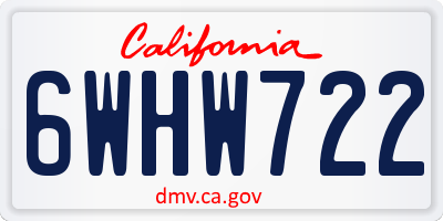 CA license plate 6WHW722