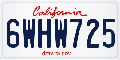CA license plate 6WHW725
