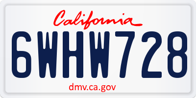 CA license plate 6WHW728
