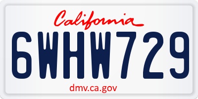 CA license plate 6WHW729