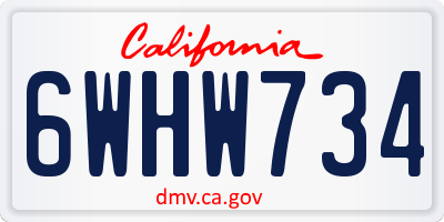 CA license plate 6WHW734