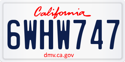 CA license plate 6WHW747