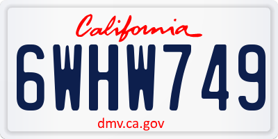 CA license plate 6WHW749