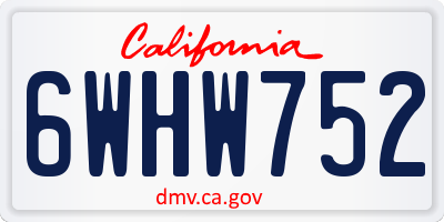 CA license plate 6WHW752
