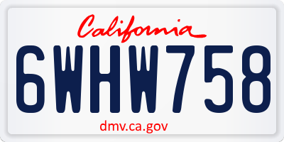 CA license plate 6WHW758