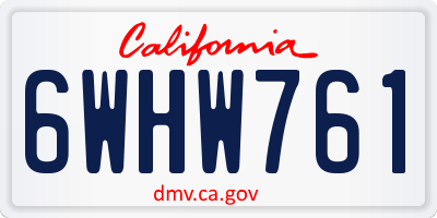 CA license plate 6WHW761