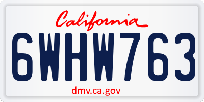 CA license plate 6WHW763