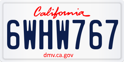 CA license plate 6WHW767