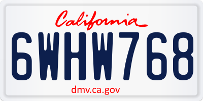 CA license plate 6WHW768
