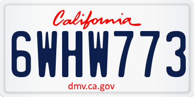 CA license plate 6WHW773