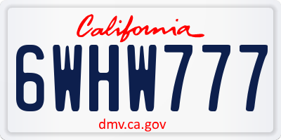 CA license plate 6WHW777