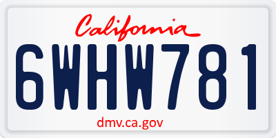 CA license plate 6WHW781