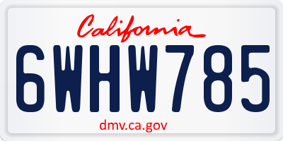 CA license plate 6WHW785