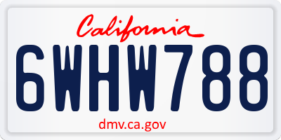 CA license plate 6WHW788
