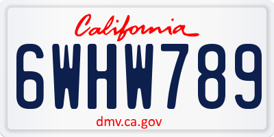 CA license plate 6WHW789