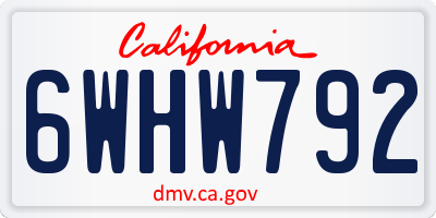 CA license plate 6WHW792