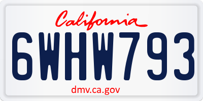 CA license plate 6WHW793