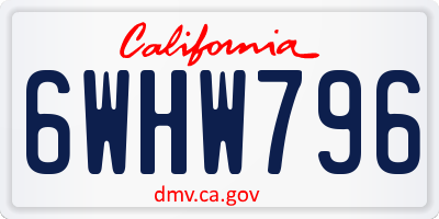 CA license plate 6WHW796
