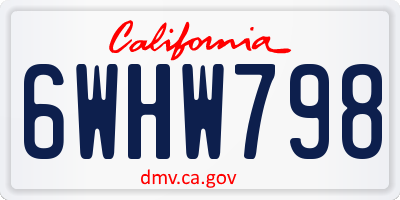 CA license plate 6WHW798