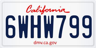 CA license plate 6WHW799