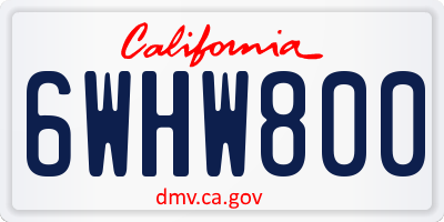 CA license plate 6WHW800