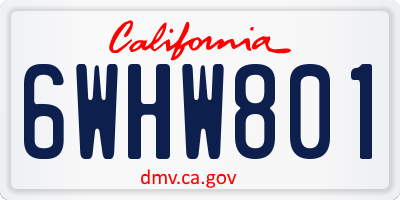 CA license plate 6WHW801