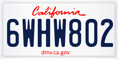 CA license plate 6WHW802