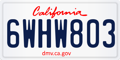 CA license plate 6WHW803