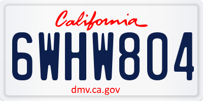 CA license plate 6WHW804