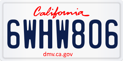 CA license plate 6WHW806