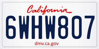 CA license plate 6WHW807