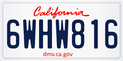CA license plate 6WHW816