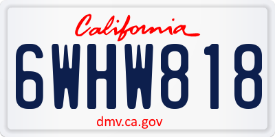 CA license plate 6WHW818