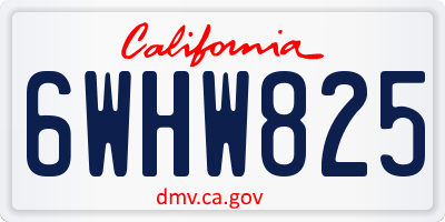CA license plate 6WHW825
