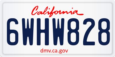 CA license plate 6WHW828