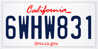 CA license plate 6WHW831