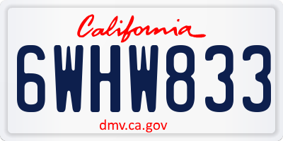 CA license plate 6WHW833