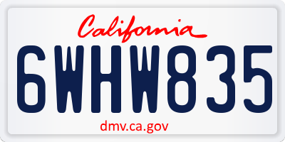CA license plate 6WHW835