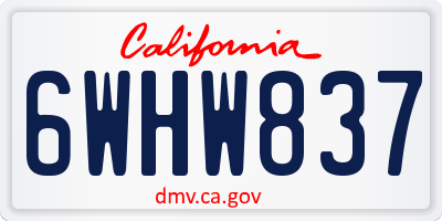 CA license plate 6WHW837
