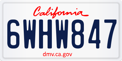 CA license plate 6WHW847