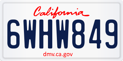 CA license plate 6WHW849