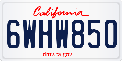 CA license plate 6WHW850