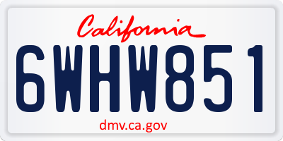 CA license plate 6WHW851