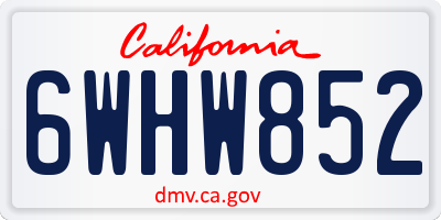 CA license plate 6WHW852