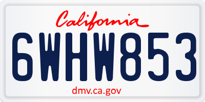 CA license plate 6WHW853