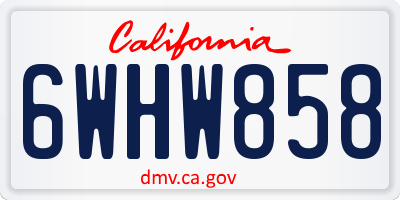 CA license plate 6WHW858