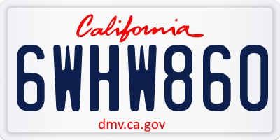 CA license plate 6WHW860