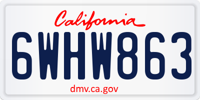 CA license plate 6WHW863